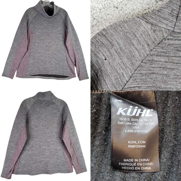 Kuhl Tops - Kuhl Pullover Verena Funnel Neck Gray Red Pullover Women’s Size XL Flaw